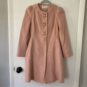 SOUP Pink Puff-Sleeve Fit & Flare Long Coat